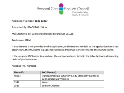喜訊 |達(dá)博生物臍帶間充質(zhì)干細(xì)胞外泌體獲國(guó)際INCI備案！